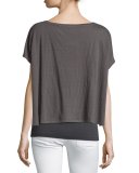 Short-Sleeve Organic Linen Box Top, Graphite  
