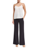 Paulette High-Waist Wide-Leg Pants, Navy