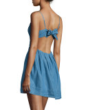 Sandy Fit-&-Flare Denim Dress, Lagoon Blue