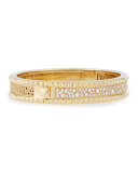 Rock and Diamond Slim 18K Yellow Gold Bangle Bracelet