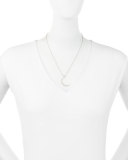 Large Pavé Diamond Crescent Pendant Necklace
