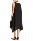 Sleeveless Cascading Dress, Black