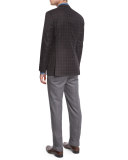 Flat-Front Twill Trousers, Gray
