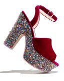Pip Velvet Platform Sandal, Winter Cherry
