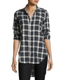 Grayson Brushed Italian Twill Shirt, Black Plaid