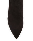 Beata Suede Kitten-Heel Bootie, Black