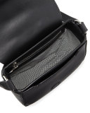 Lia Mini Ring Leather Saddle Bag, Black
