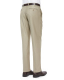 Parker Flat-Front Super 150's Trousers, Khaki