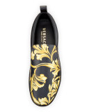 Barocco Men's Leather Skate Shoe, Black/Gold