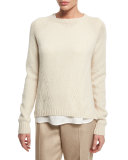 Long-Sleeve Cashmere Sweater, Fancy Tapioca