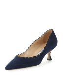 Srilasca Scalloped Suede Pump, Navy