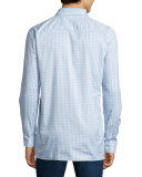 Matlock Gingham Long-Sleeve Sport Shirt, Light Gray Melange