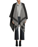 Wide-Leg Heathered Jersey Ankle Pants, Charcoal