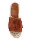 Sammy Fringe Suede Slide Sandal, Cuero