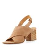 Gea Suede Crisscross Sandal, Sahara