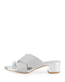 Toto Toe Ring Low-Heel Sandal, Silver
