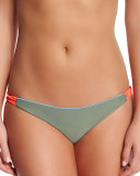 Zunzal Reversible Strappy-Side Swim Bottom, Sicilia/Army/Coral