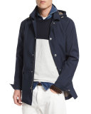 Double-Face Hooded Parka, Cobalt