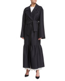 Lulchin Long-Sleeve Belted Maxi Dress, Ivory