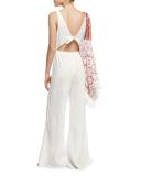 Beachwalker Cutout Jumpsuit Coverup, Moonlight White