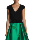 Cap-Sleeve Velvet Top, Onyx