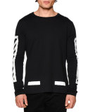 Brushed Lines Long-Sleeve Graphic T-Shirt, Black/White