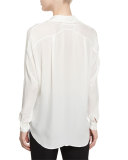 Shirred Silk Popover Top