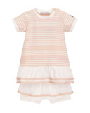 Short-Sleeve Striped Tunic w/ Ruffle Bloomers, Pink, Size 6-24 Months