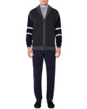 Cashmere Cardigan with Tie-Dye Sleeves, Charcoal