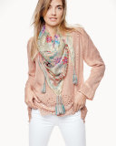 Long Shirred-Yoke Eyelet Tunic, Blush, Plus Size
