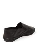 Embossed Leather Espadrille Flat, Black