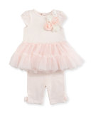Cap-Sleeve Tutu Top w/ Leggings, Pink, Size 3-9 Months