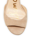 Susie Ankle-Strap Block-Heel Sandal, Beige