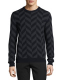 Herrigs Chevron Crewneck Sweater, Eclipse