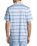 Johnson Striped Cotton Lisle Polo Shirt, White/Blue