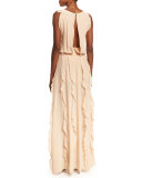 Sleeveless Frances Ruffle-Trim Dress, Blush