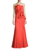 Strapless Sweetheart Cascade Ruffle Gown, Orange