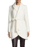 Belted Wool Clutch Coat, Parchment