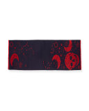 Oversize Skull Wool Scarf, Blue/Red