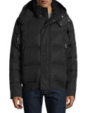 Summit Embossed Down Bomber Jacket, Jet Black