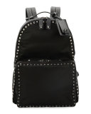 Rockstud Nylon Backpack, Black