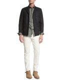 Eastham Slim-Fit Moto Jeans, Natural White