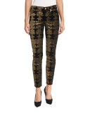 The Skinny Ankle Brocade Velvet Jeans