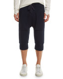 Textured-Knit Cropped Sweatpants, Dark Ink