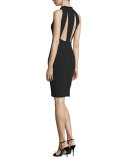 Sleeveless Sheath Dress W/Back Cutouts, Black