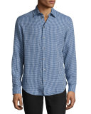 Gingham Sport Shirt, Blue/White
