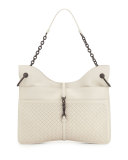 Beverly Medium Flat Hobo Bag, White