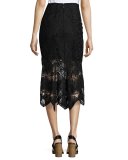Lace Midi Pencil Skirt, Black