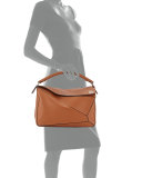 Large Puzzle Satchel Bag, Tan