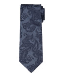 Paisley-Print Chambray Silk Tie